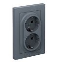 Розетка 2-я с/з (в сборе) 16А (грифель) ATLASDESIGN SE