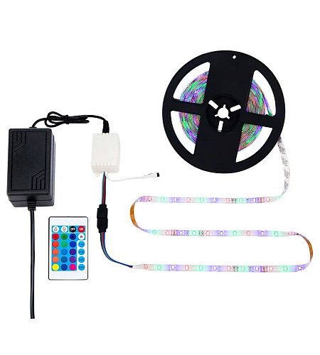 Лента светодиодная с блоком питания и RGB контроллером IP65 свечение RGB LAMPER REXANT