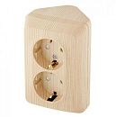 Розетка ОУ 2-я с заземлением с защитными шторками угловая (сосна) ЭТЮД SE