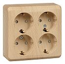 Розетка ОУ 4-я с заземлением с защитными шторками квадратная (сосна) ЭТЮД SE