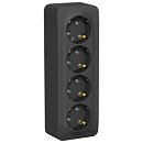 Розетка ОУ 4-я с заземлением с защитными шторками изолированные пластины (антрацит) BLANCA SE