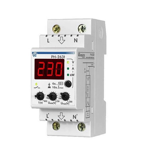 Реле напряжения РН-263Т многофункциональное 2 модуля Новатек-Электро