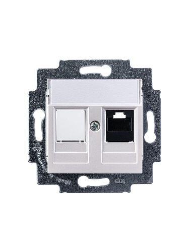 Розетка PC RJ45 категория 5e + заглушка (жемчуг) Levit ABB