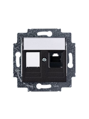 Розетка PC RJ45 категория 5e + заглушка (антрацит) Levit ABB