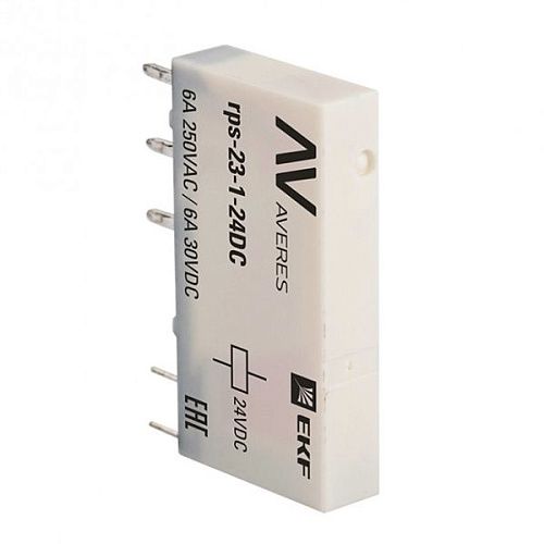 Реле промежуточное РП slim 23/1 6A 24В DC AVERES EKF (rps-23-1-24DC)