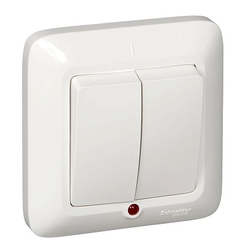 Выключатель СУ 2кл с подсветкой (белый) ПРИМА SE