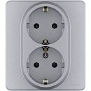 Розетка 2-я 2К+З немецкий стандарт (алюминий) INSPIRIA Legrand/Daccord (673752)