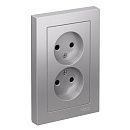 Розетка 2-я без заземления 16А в сборе (алюминий) ATLASDESIGN SE