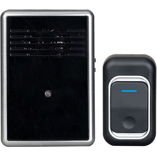 Звонок беспроводной Трио ТР-01Б 32 мелодии дальность 150м 3ААх1.5В с кнопкой (серебристый/черный) Тритон