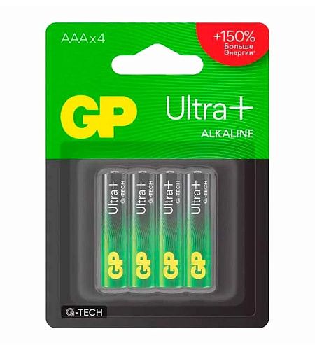 Батарейка алкалиновая GP Ultra Plus Alkaline 24А AАA c технологией G-tech 4 шт. на блистере (4610116238370)