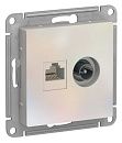 Розетка 2-я TV + PC RJ45 категория 5е (жемчуг) ATLASDESIGN SE