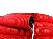 Труба гофрированная двухстенная ПНД/ПВД 63/52мм (красная) с зондом Ruvinil