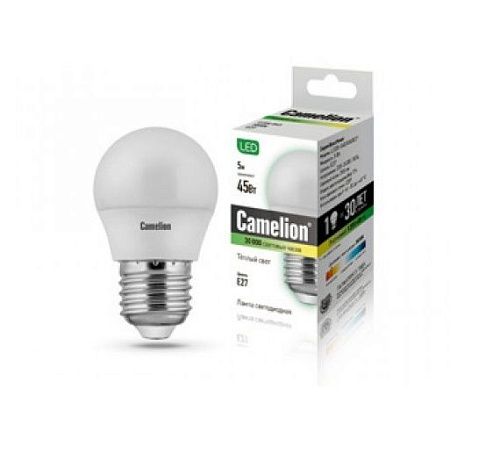 Лампа светодиодная шар LED5-G45/830/E27 G45 5Вт 3000К 410Лм Е27 Camelion