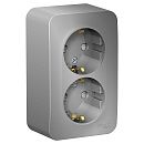 Розетка ОУ 2-я с заземлением с защитными шторками с изолирующей пластиной (алюминий) BLANCA SE