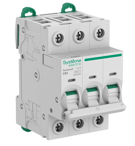 Автоматический выключатель 3п С63 6.0kA 400В (АВ) Systeme9 SE (S9F22363)