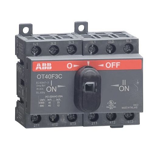Рубильник 3п 40А ОТ40F3C реверс. на DIN-рейку или монтажную плату с резерв. ручкой ABB (1SCA104913R1001)