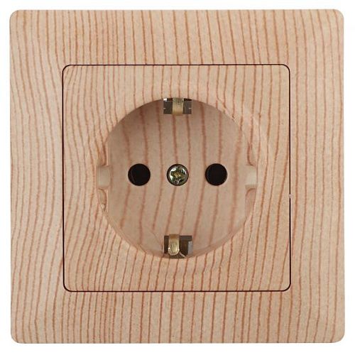 Розетка 2P+E Schuko 16А (сосна) Intro Solo ЭРА (4-202-11) Б0043318