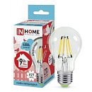 Лампа светодиодная ЛОН LED-A60-deco A60 9Вт 4000К 1040Лм Е27 Filament прозрачная IN HOME Лампа светодиодная ЛОН LED-A60-deco A60 9Вт 4000К 1040Лм Е27 Filament прозрачная IN HOME