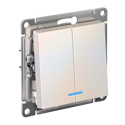 Выключатель 2кл с подсветкой схема 5а 10АХ (жемчуг) ATLASDESIGN SE