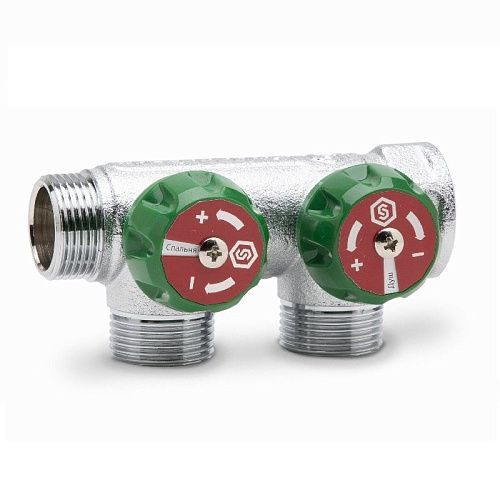 Коллектор с регулирующими вентилями 1"х3/4"х2 вых. евроконус SMB-6850-013402 STOUT