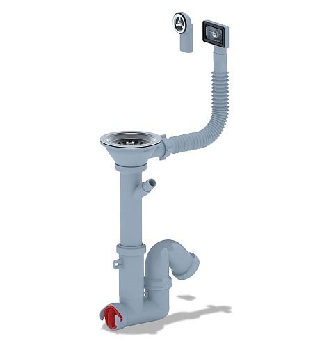 Сифон  прямоточный 3 1/2"*40 с круглым/прямоугольным переливом и отв. д/стиральной машины АНИ F1045S