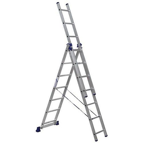 Лестница алюминиевая трехсекционная 7 ступеней 3х196/307/393см ALUMET (H3 5307)