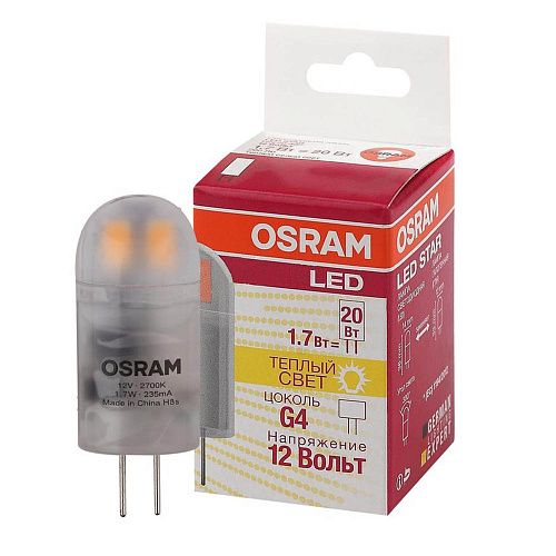 Лампа светодиодная капсула 1.7Вт 2700K 200Лм G4 4058075057142 OSRAM