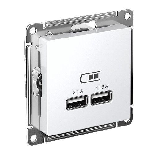 Розетка USB 5В 1 порт x 2.1А 2 порта х 1.05А (белый) ATLASDESIGN SE