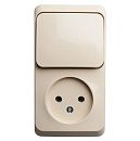 Блок ОУ: розетка без заземления + выключатель 1кл (кремовый) ЭТЮД SE