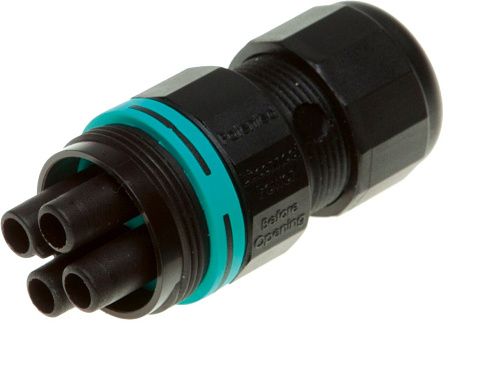 Розетка кабельная 3Р+N 0.5-4мм2 17.5А IP68 (черная) TEEPLUG Techno (Италия)