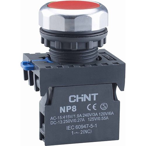 Кнопка управления NP8-01BN/4 без подсветки красная 1НЗ IP65 (R) CHINT