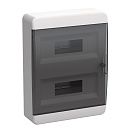 TEKFOR Корпус пластиковый ОУ ЩРН-П-24 с N/PE-13/13 (прозрачная черная дверь) 102х385х290 IP41 (IEK)