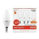 Лампа светодиодная свеча 7Вт 2700K 450Лм E14 (3 лампы в упаковке) GAUSS