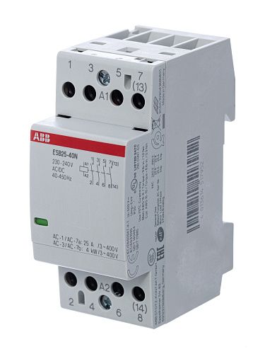 Контактор модульный ESB25-40N-06 (25А АС-1. 4НО) катушка 230В AC/DC ABB (1SAE231111R0640)