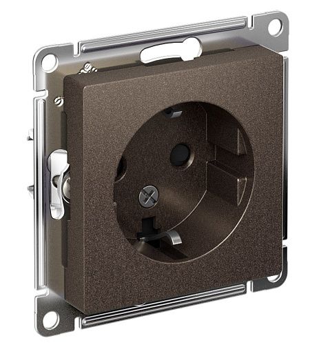 Розетка с/з с защитными шторками 16А IP20 (мокко) ATLASDESIGN SE
