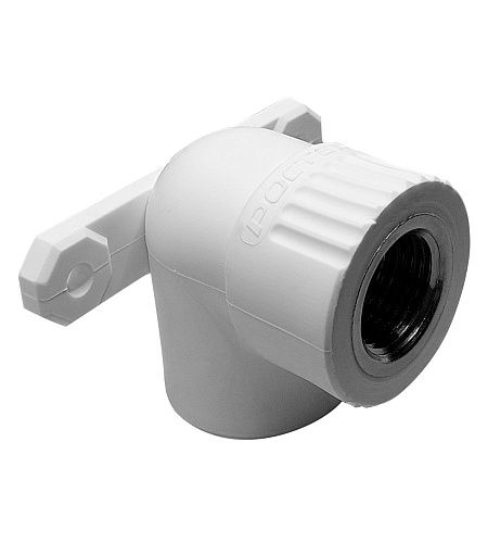 Уголок PP-R с настенным креплением ВР РОСТерм профи 20-1/2"  белый