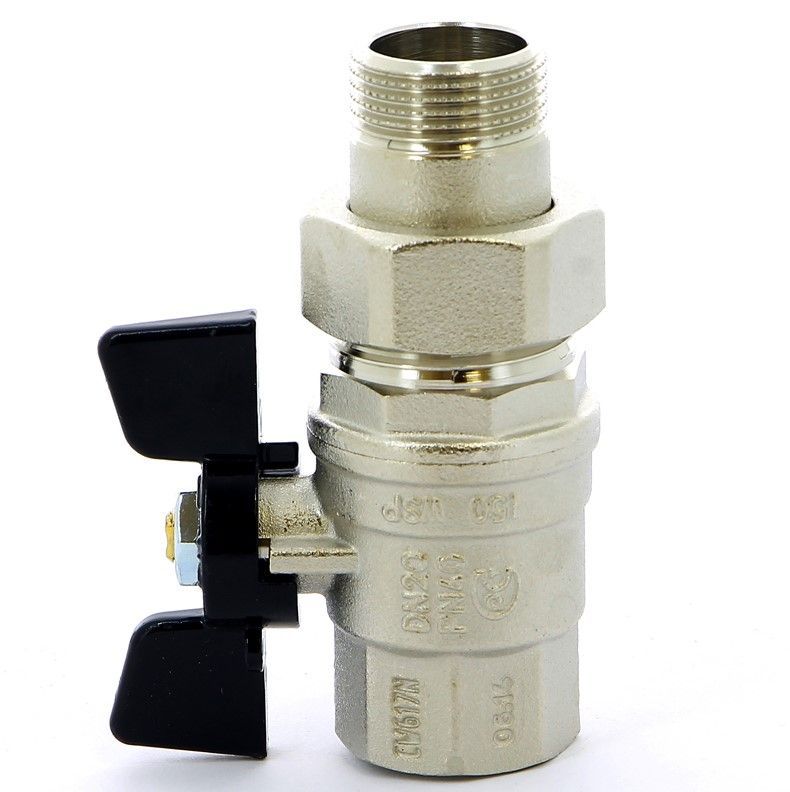 Кран шаровой 3/4 ВР/НР С АМЕРИКАНКОЙ усиленного типа (ручка бабочка) 322 серия Bugatti Кран шаровой 3/4 ВР/НР С АМЕРИКАНКОЙ усиленного типа (ручка бабочка) 322 серия Bugatti